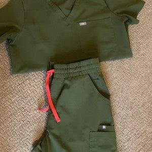 Olive green fig scrubs